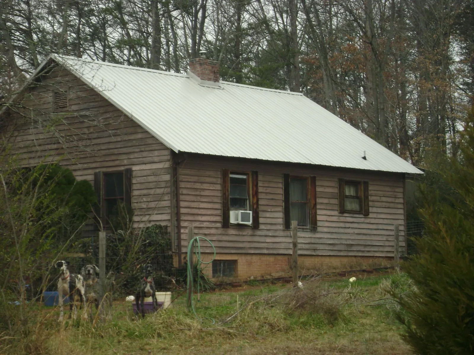 White metal roof on an old wood sided farmhouse, from a Asphalt Shingle Roof Repair job in Paint Bank